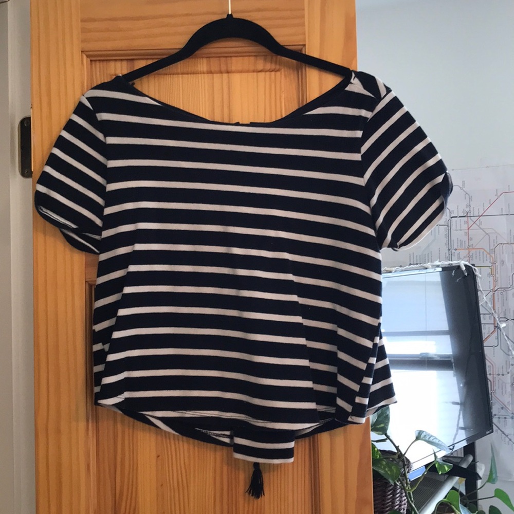 Zara Striped Tee w/ Back Detail